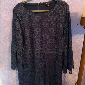 Isaac Mizrahi Dark Blue Lace Long Sleeve Dress